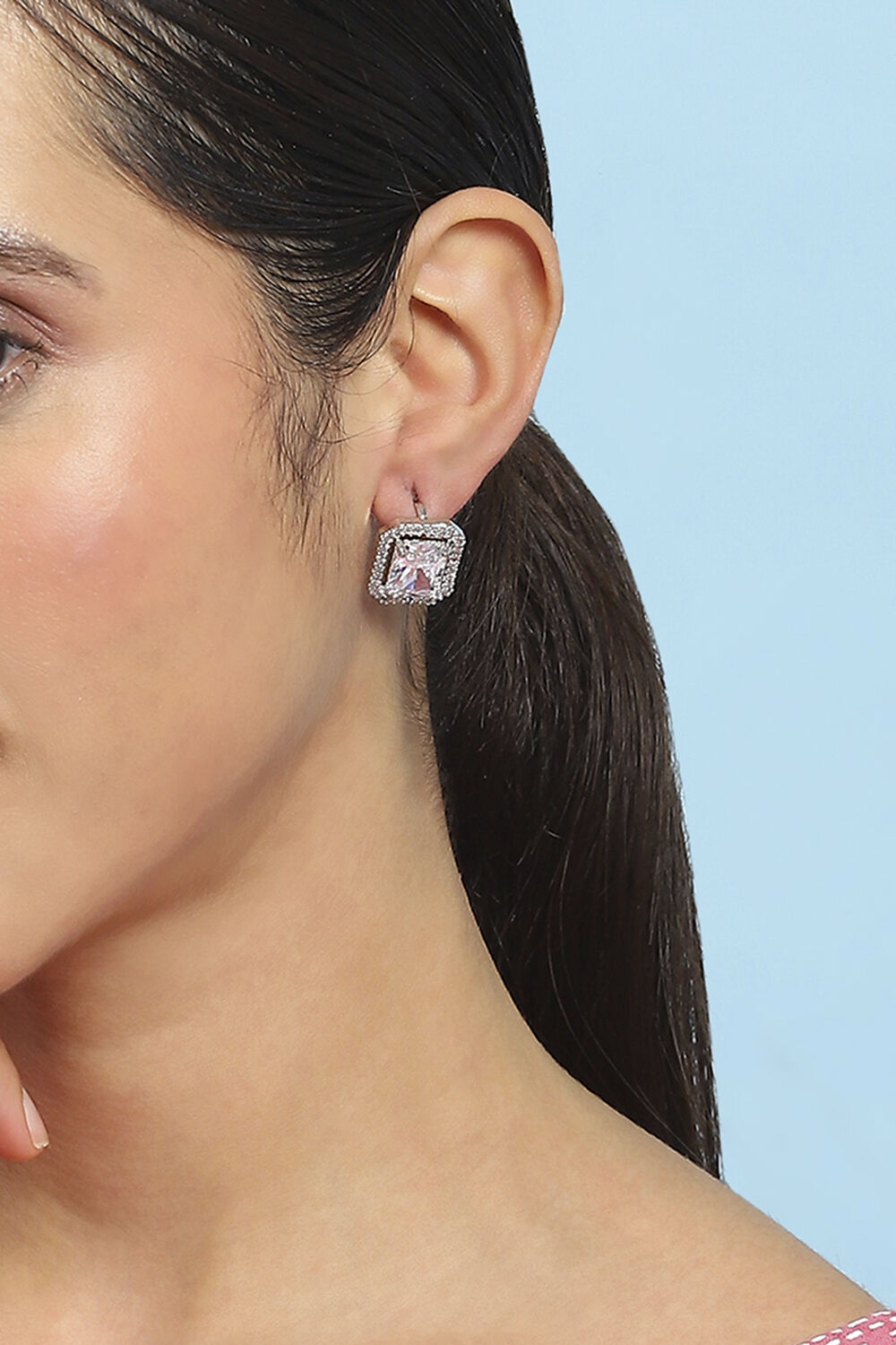 White Stone Embellished Earrings image number 1
