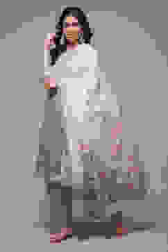 Powder Blue Cotton Straight Kurta Palazzo Suit Set image number 0