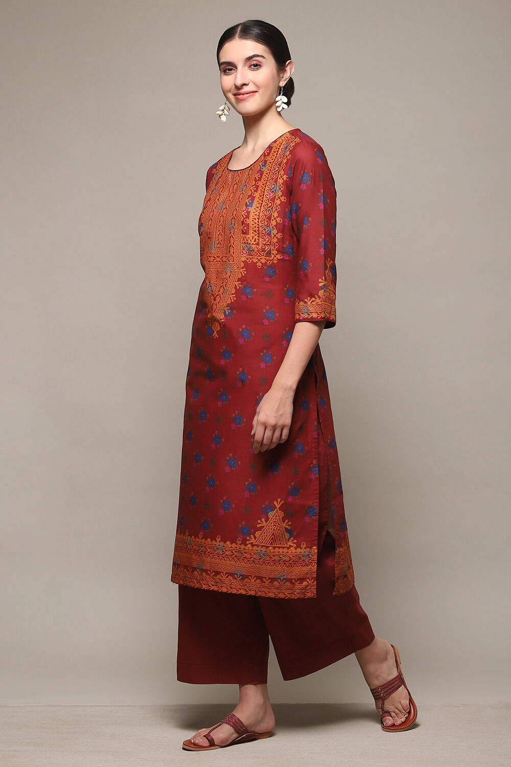 Rust Cotton Straight 2 Piece Set image number 3