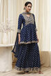 Ivory Georgette Embroidered Peplum Suit Set image number 5