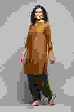 Bronze Burst LIVA Blend Straight Solid Suit Set image number 4