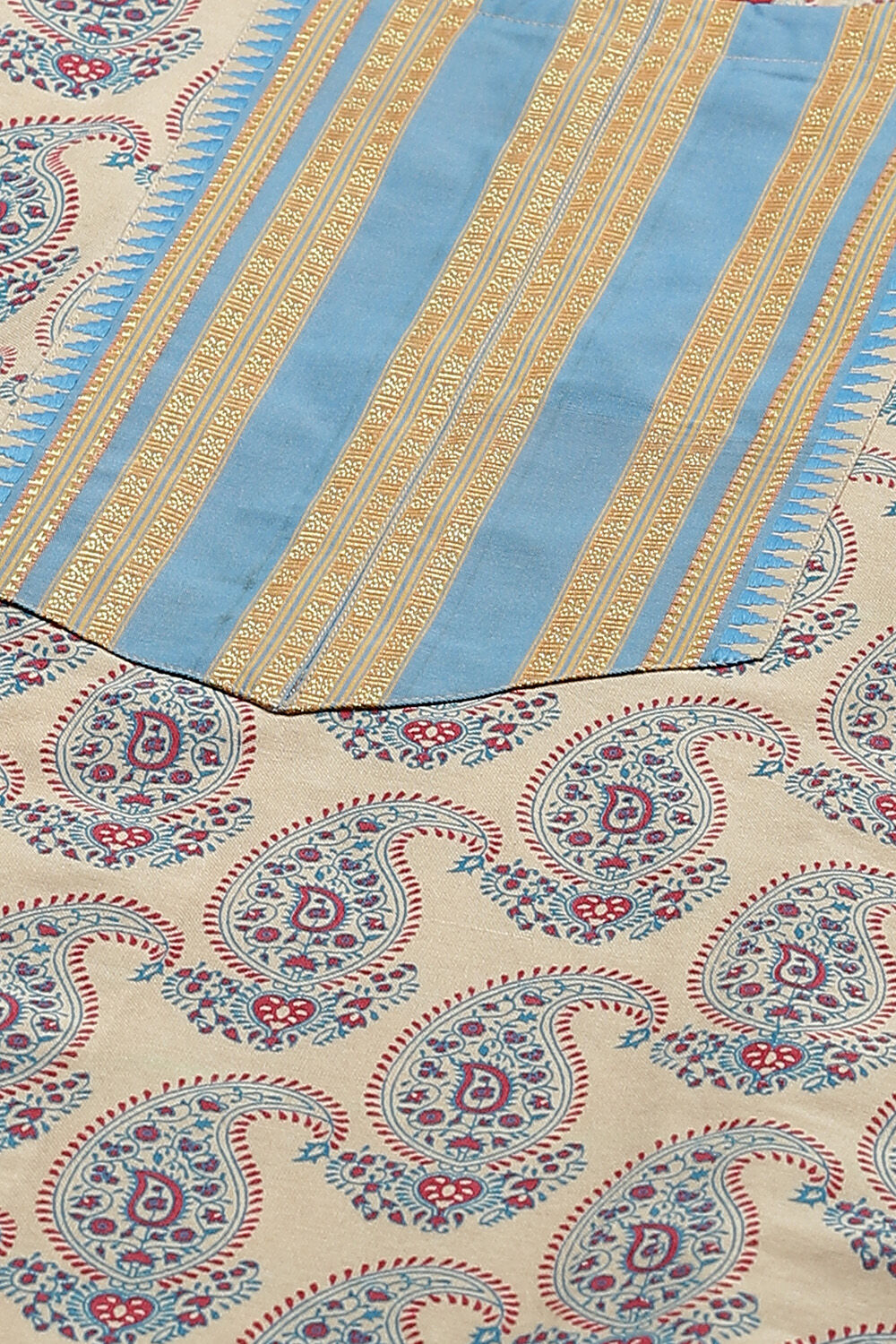 Blue Cotton Unstitched Suit Set image number 1