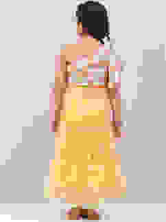 Yellow Art Silk Flared Lehenga image number 4