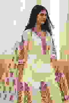 Beige Cotton Printed Anarkali Suit Set image number 7