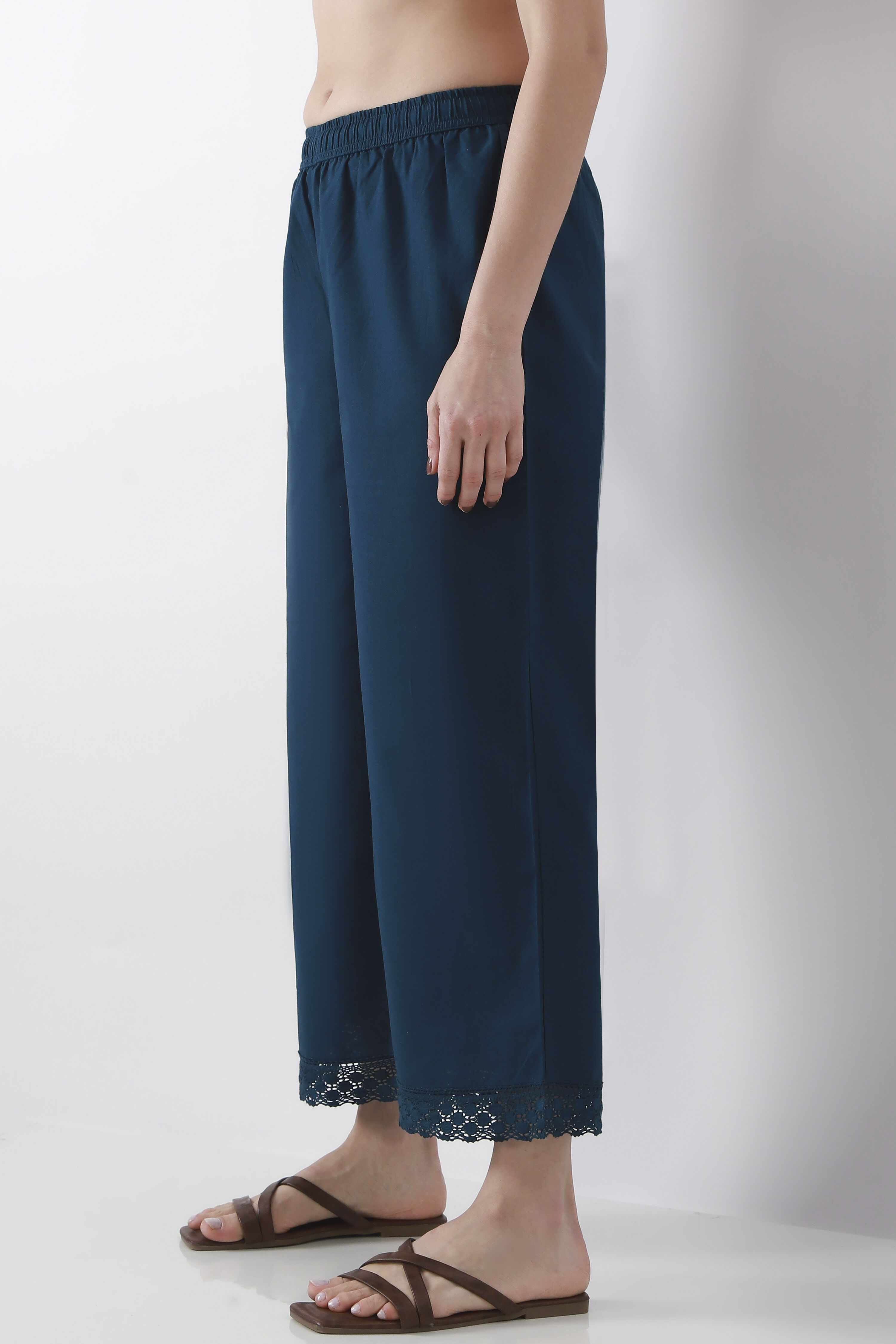 Natural Cotton Straight Palazzos image number 2