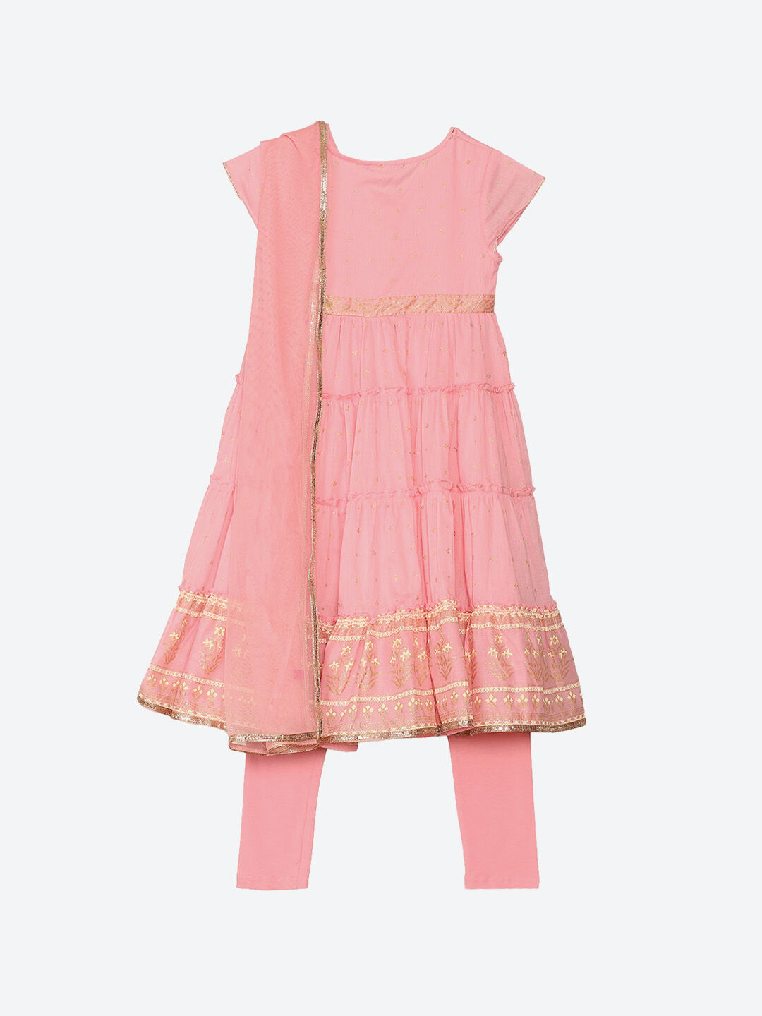 Light Pink Cotton Anarkali Suit image number 2