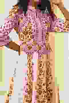 White and Rust Cotton Printed Anarkali Kurta Set image number 1