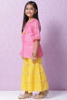 Pink Art Silk Straight Kurta Sharara Suit Set image number 3