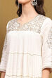 White Cotton Embroidered Tiered Anarkali Suit Set image number 1
