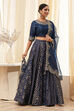Blue Embroidered Festive Lehenga Set image number 5