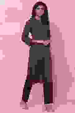 Blue Rayon A-Line Printed Kurta image number 4