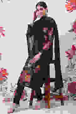 Rohit Bal Indigo Cotton Silk Straight Printed Suit Set image number 6