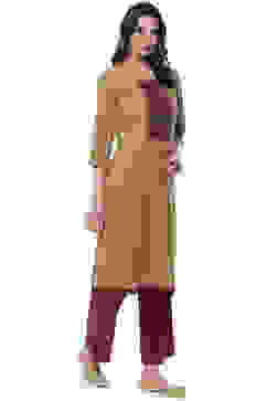 Beige Cotton Handloom Unstitched Suit Set image number 6