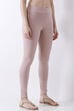 Light Pink Cotton Lycra Solid Fitted Leggings image number 3