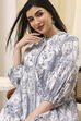 Off-White and Blue Cotton Asymmetric Co-ord Set