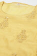Yellow Art Silk Straight Embroidered Kurta image number 2