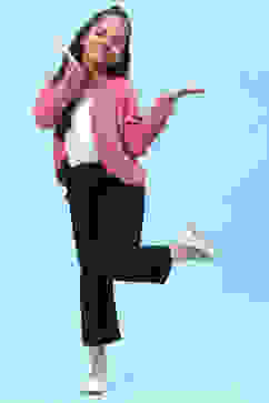 Pink Acrylic Blend Front Open Shrug image number 0