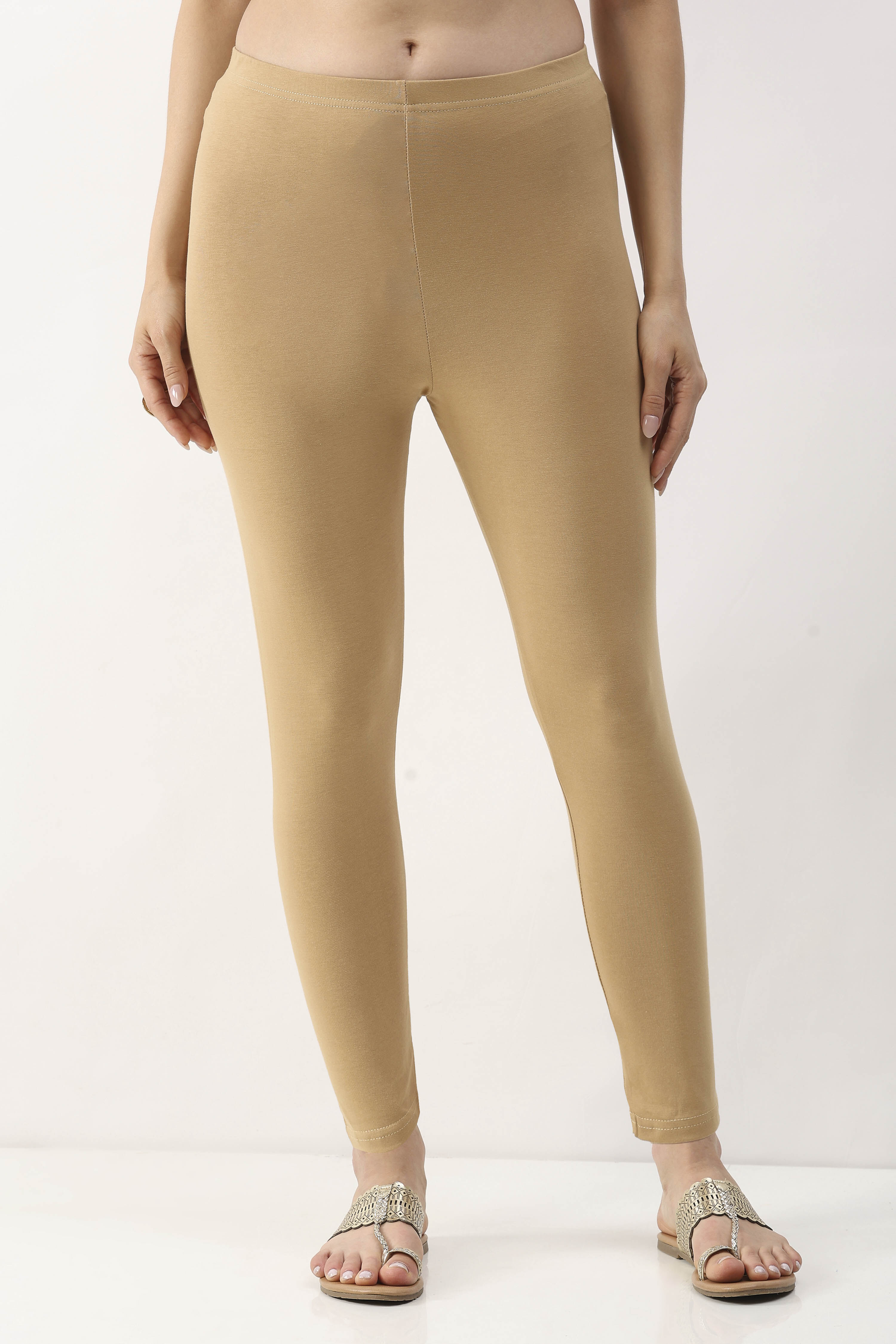 Camel Cotton Lycra Leggings image number 4