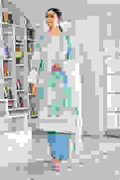 Blue Cotton Blend Digital Print Unstitched Suit Set  image number 6