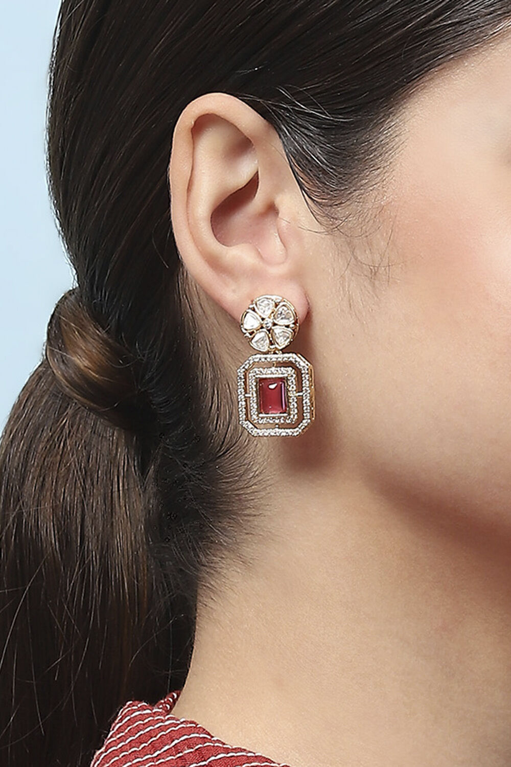 Pink Kundan Festive Drop & Danglers image number 3