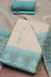 Blue Cotton Jamdani Unstitched Suit Set image number 0