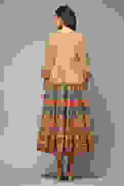 Lemon Yellow Cotton Tiered Printed Dress image number 2