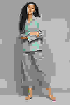 Mint Cotton Printed 2 Piece Sleepwear Set image number 0