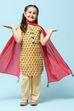 Mustard Cotton Straight Printed Kurta Salwar Suit Set image number 0