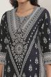 Black Cotton Printed Straight Suit Set image number 1