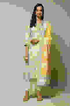 Yellow Cotton A-Line Kurta Palazzo Suit Set image number 1