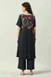 Red Printed LIVA Asymmetric Kurta Palazzo Suit Set image number 4