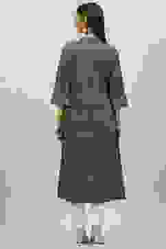 Olive Green Straight Printed Kurta image number 4