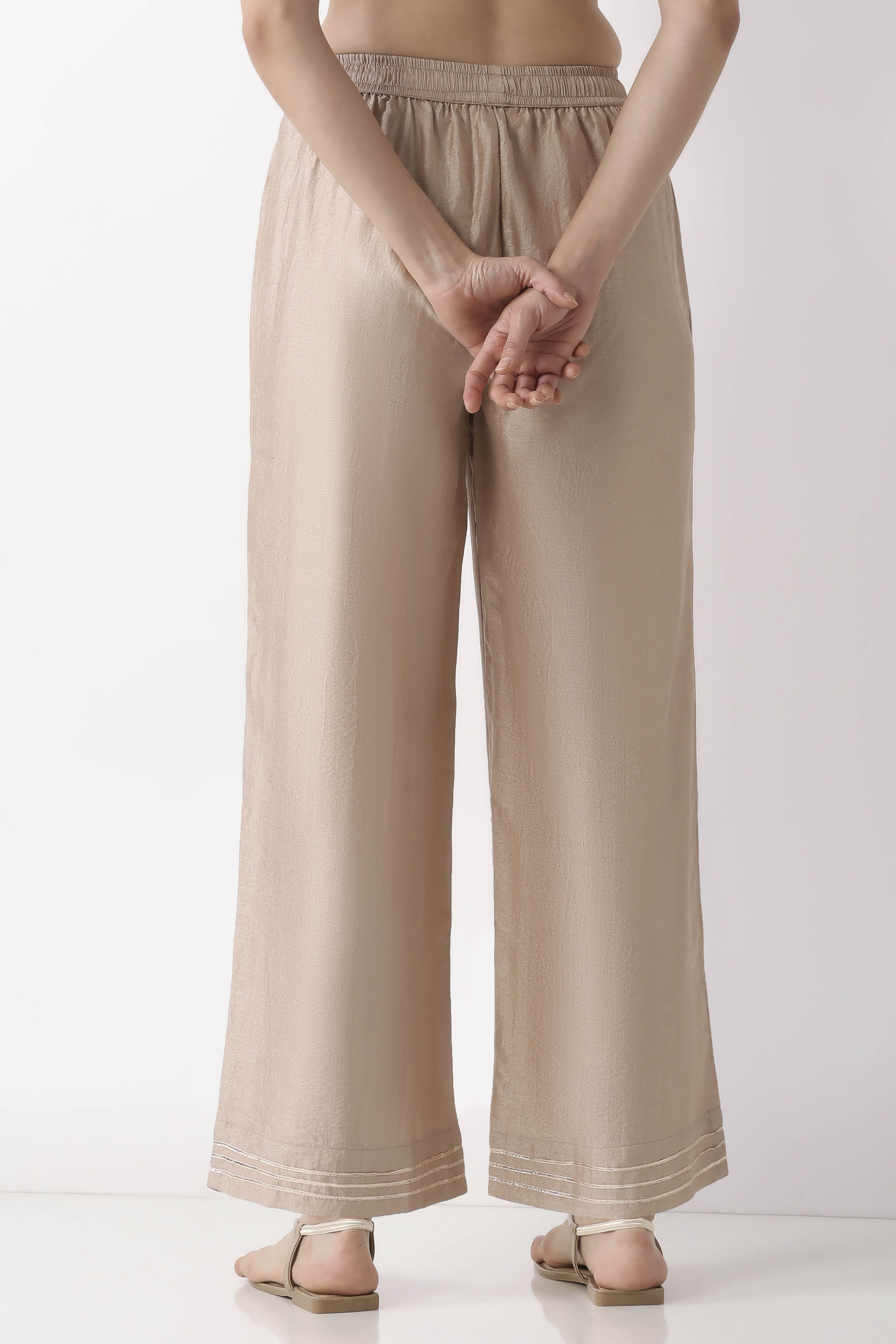 Metallics Art Silk Straight Palazzos image number 5