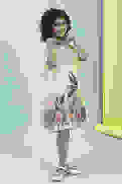 Beige Printed Gathered Dress image number 4