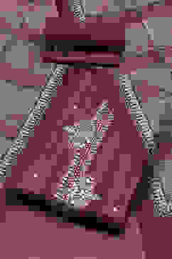 Wine Silk Blend Printed Unstitched Suit Set image number 1