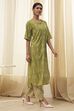 Black and Beige Printed Straight Kurta Set image number 5