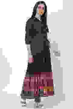 Black Cotton Tired Dress image number 3