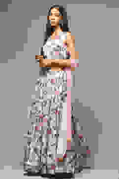 Off White Cotton Blend Lehenga Set image number 5
