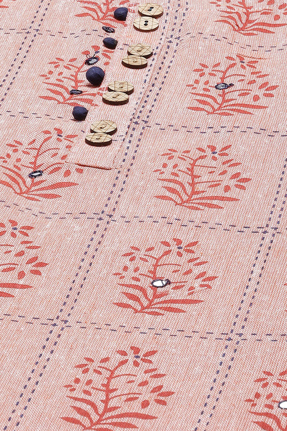 Orange Cotton Woven Unstitched Suit Set image number 1