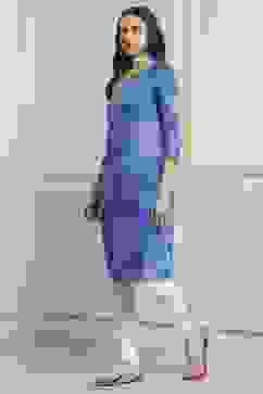 Blue Polyester Straight Kurta Pants Set image number 3