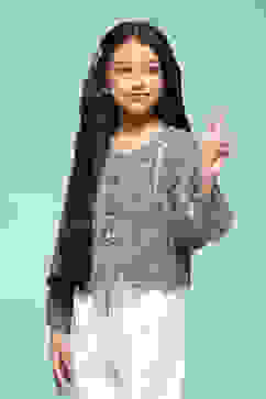 Blue Polyester A-Line Printed Top image number 2