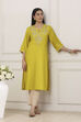 Green Sequined Embroidered Straight Kurta image number 0