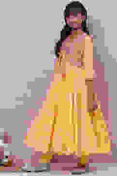 Yellow Cotton Anarkali Suit image number 0