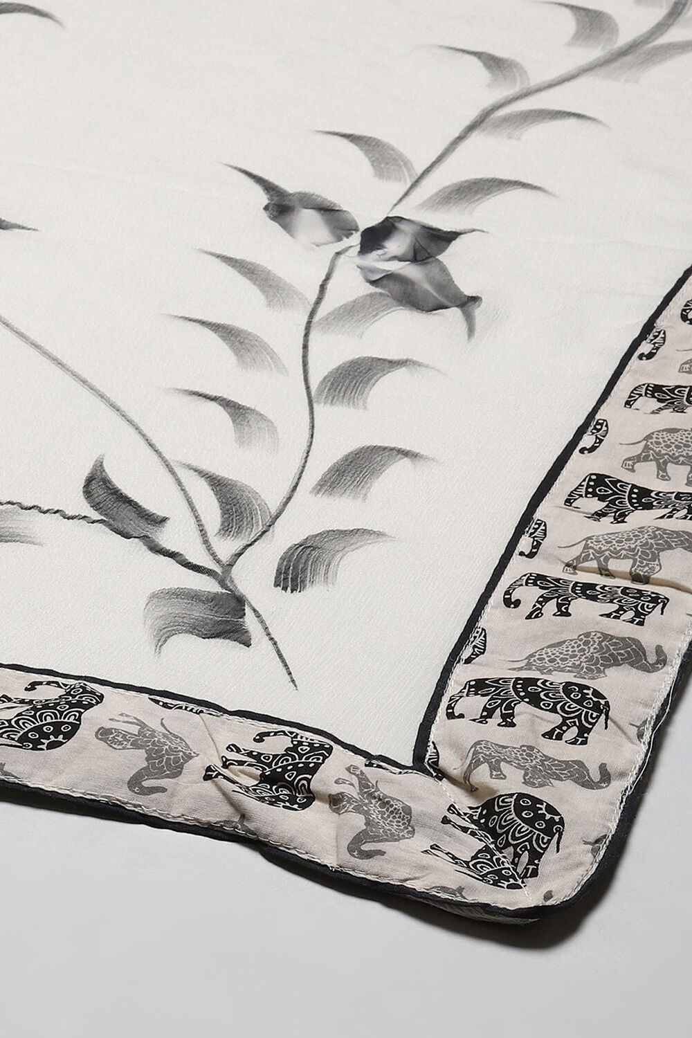 Off White Cotton Handloom Unstitched Suit Set image number 4