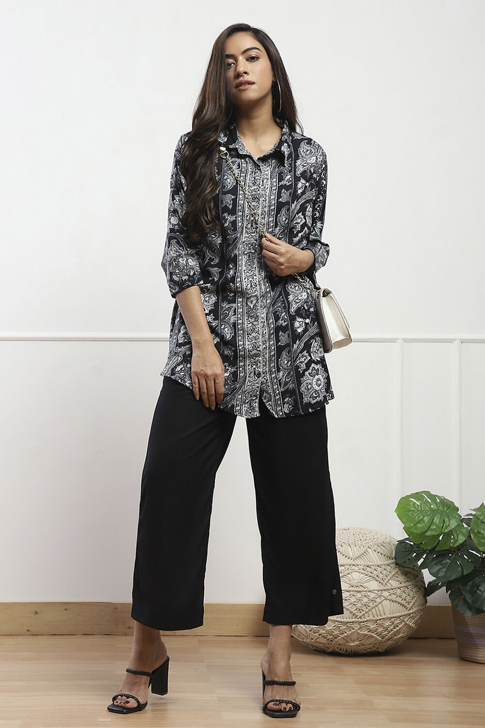 Black Rayon Palazzo image number 0