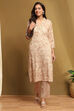 Beige Printed Straight Winter wear Kurta Set image number 6