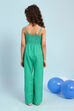Green Cotton Strappy Straight Jumpsuit image number 3