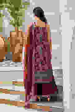 Maroon Printed Straight Kurta & Palazzo Suit Set image number 4
