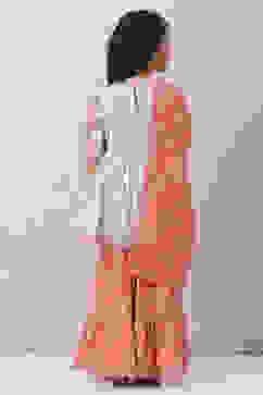 Aqua Coral Cotton Flared Garara Kurta Garara Suit Set image number 4