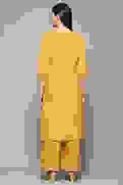Mustard Polyester Straight Suit Set image number 5